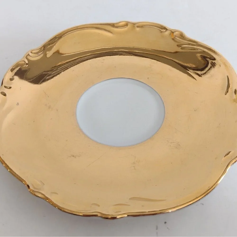 Arzberg Bavaria Porcelain Morburg a.d. Lahn Germany Demitasse Teacup Saucer Gold